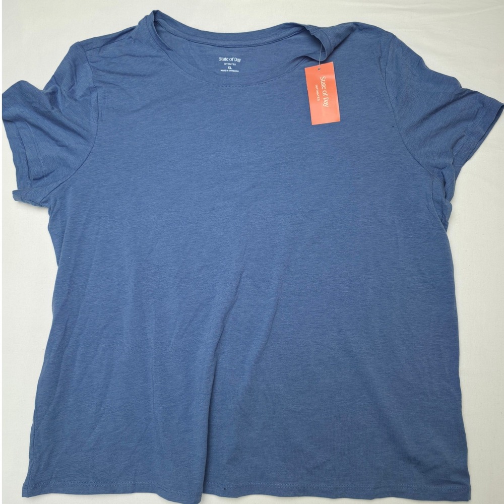 State of Day Intimates Women Crew Neck Short Sleeve T-Shirt Blue XL‎ Lounge NWT